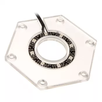 Mounting kit BitsPower Hexagon BP-WTHU-RGB — acrylic transparent, 91.4×80×6.5 mm