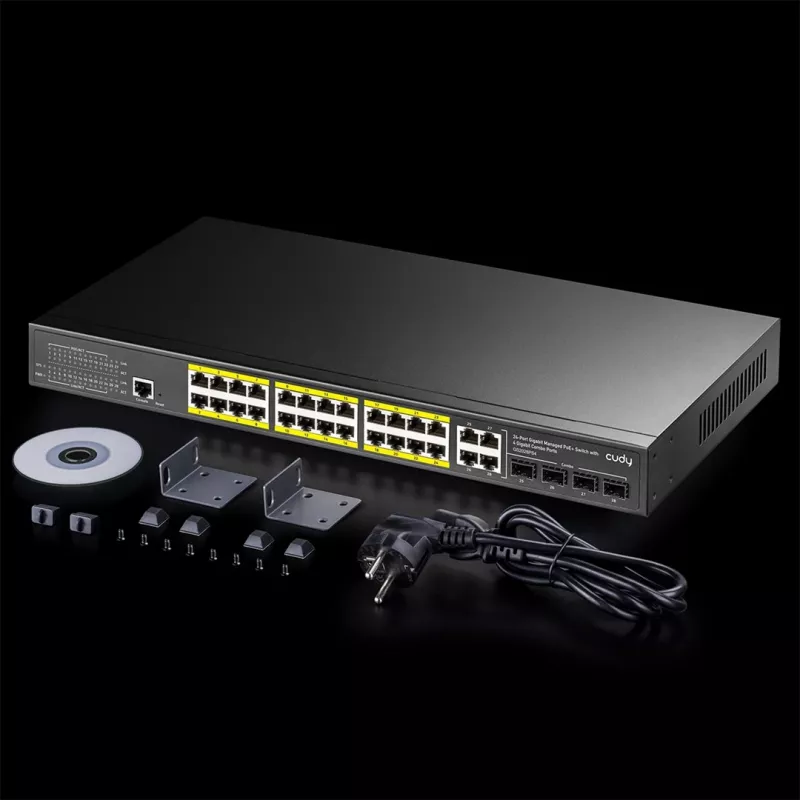 Managed Switch Cudy GS2028PS4 L2 Gigabit Ethernet 24 Ports PoE 1U Black