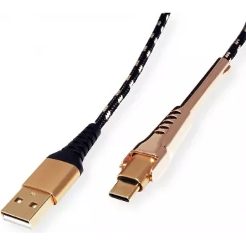 ROLINE 11.02.8920 USB Cable 1 m USB 2.0 USB A USB C Black - Gold (11.02.8920)