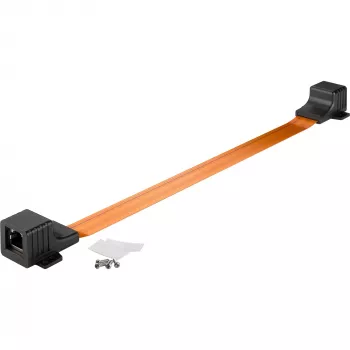 Window Feed-Through Ultra-Slim, RJ45, Cable black/Copper, 30cm