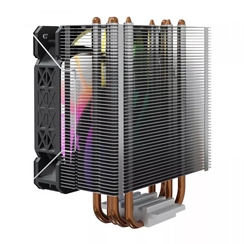 CPU air cooler SAVIO SAVGCOVORTEXX2ARGB with 4 heat pipes, 120mm ARGB fan, black