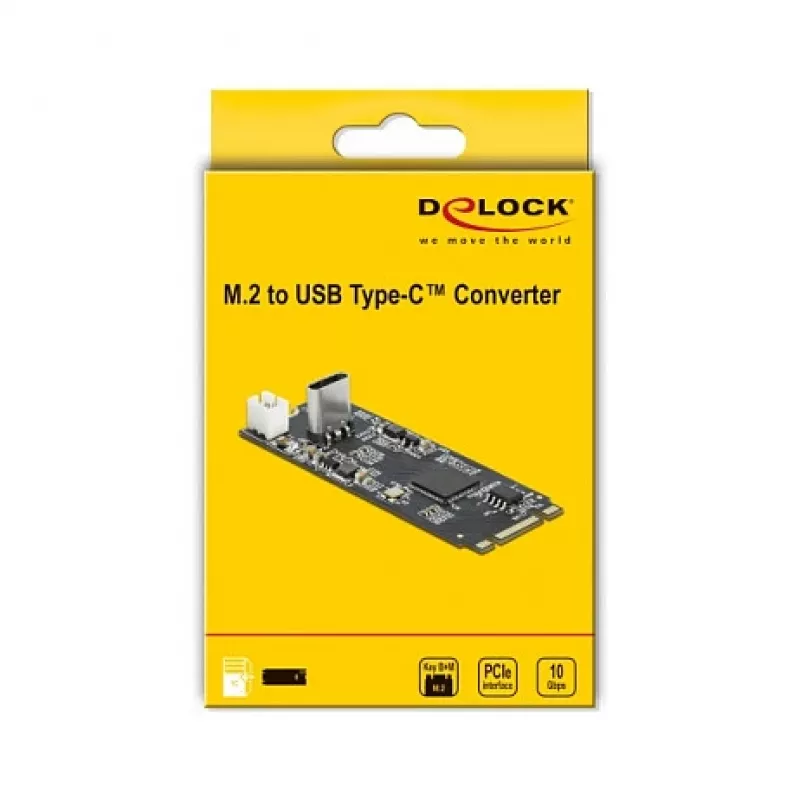 M.2 Key B+M male to USB Type-C female Converter, DeLOCK, 63174