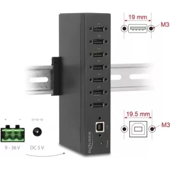 USB hub DELOCK 60687 — 7× USB 2.0 Type-A ports with 15 kV ESD protection