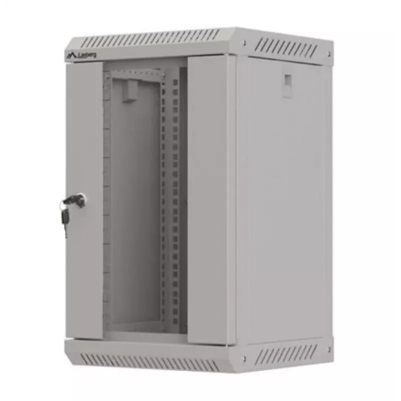 Lanberg WF11-3309-10S 9U Wall-Mount Rack Cabinet 10 inch 300x300 Grey Glass Door