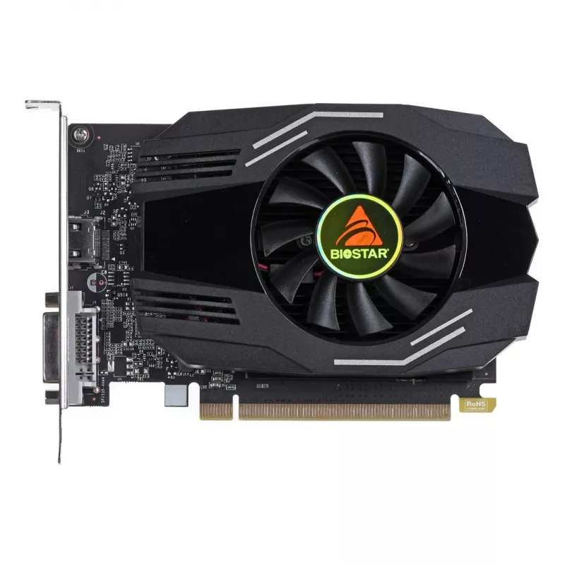 Graphics card BIOSTAR GeForce GT 1030 — 4 GB GDDR4, 64-bit, PCIe x16 4.0, Active cooling, DVI-D + HDMI