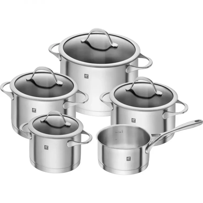 ZWILLING Essence 5-Piece Stainless Steel Cookware Set with Glass Lids