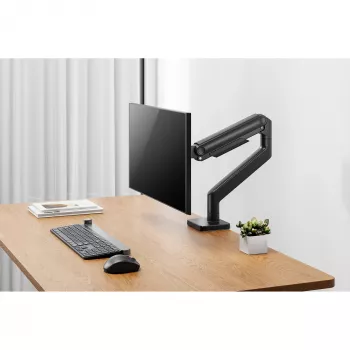 Monitor Mount DIGITUS Single, clamp, for up to 49 inch (124.5 cm), 20 kg, VESA 75x75–100x100, tilt -20° to 50°, height adjustable, black