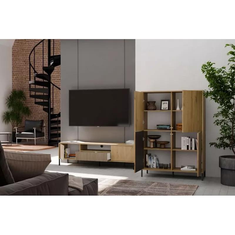 KAMARO 4DK SLIM/GŁ OAK ARTISAN DISPLAY CABINET