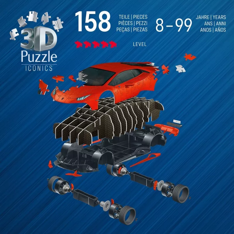 3D Puzzle Ravensburger Lamborghini Huracan EVO — 158 pieces, scale model construction