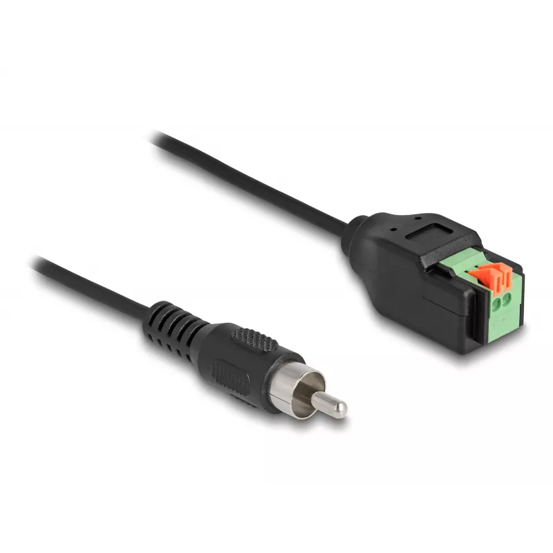 DeLOCK Cable RCA male to Terminal Block Adapter with push button 15 cm