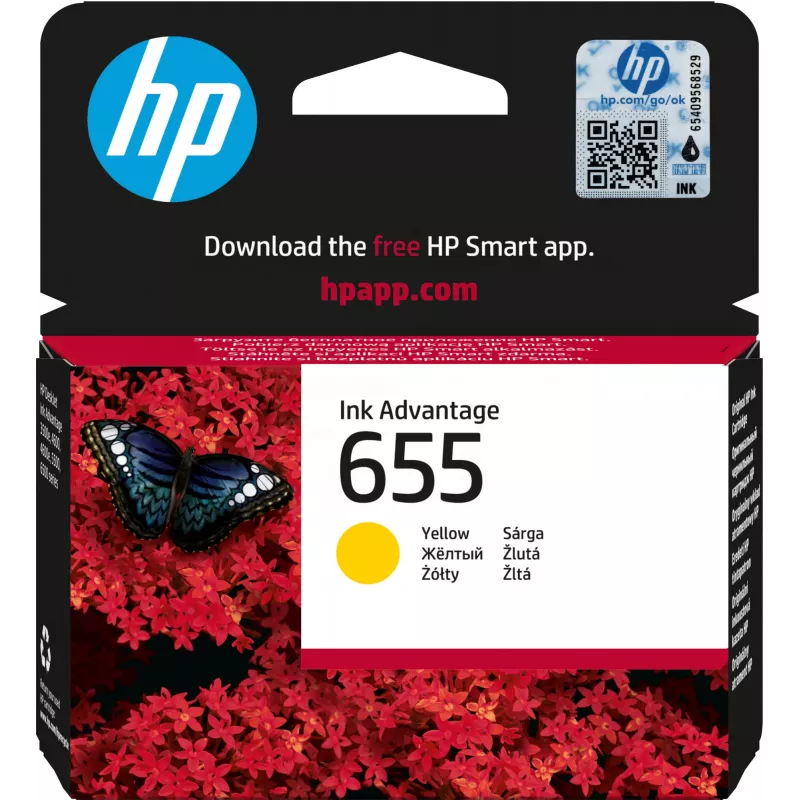 HP 655 Yellow Original Ink Advantage Cartridge, Yellow, 1 pc(s), 600 pages