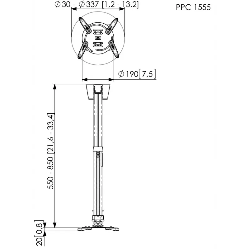 Projector Ceiling Mount Vogel's PPC 1555 Silver