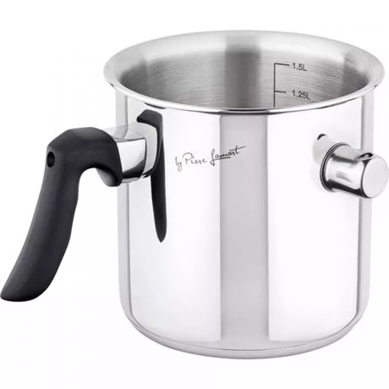 Milk pan LAMART LT1068, double-wall stainless steel, sandwich base, 1.5 L, whistle, volume scale