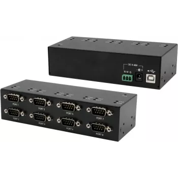 Serial to USB adapter, Exsys EX-13078 — USB 2.0 to 8× RS-232 ports, FTDI chipset, metal housing