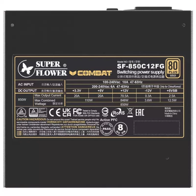 Power Supply Super Flower Combat FG 850 Watt, ATX 3.1, modular
