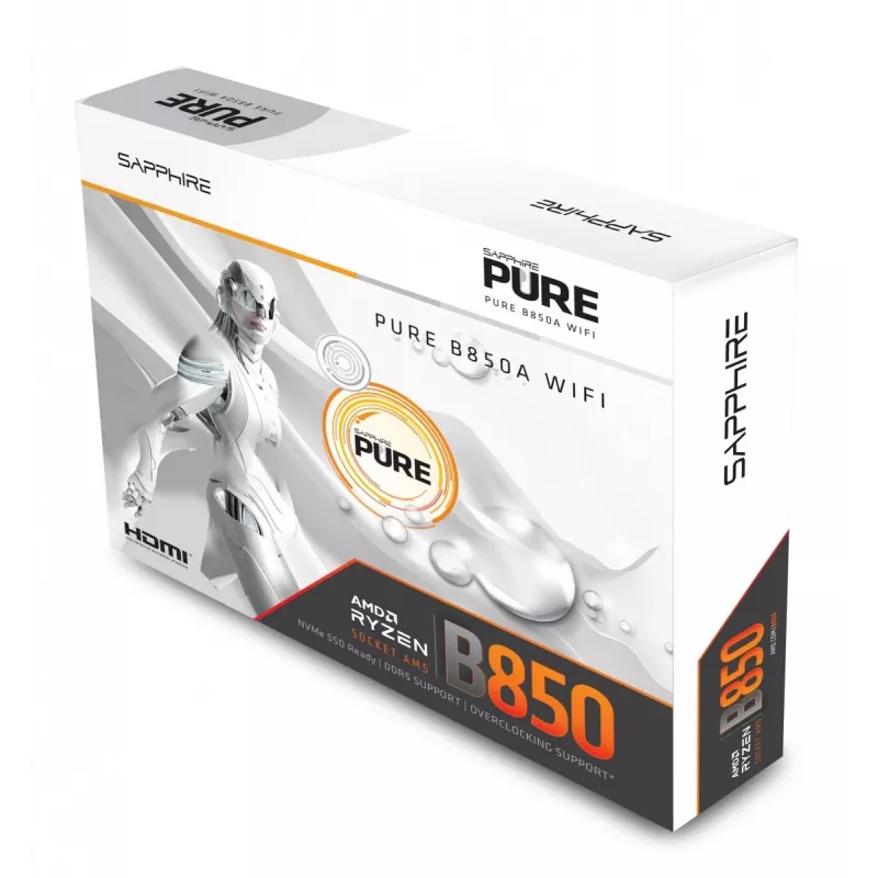 Motherboard Sapphire PURE B850A WIFI7 ATX — B850 chipset, Wi‑Fi 7, DDR4 support