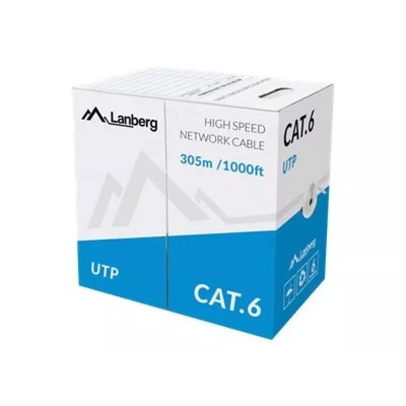 LANBERG networking cable LCU6-10CC-0305-S U/UTP Cat6 305 m, 23 AWG, CCA, grey