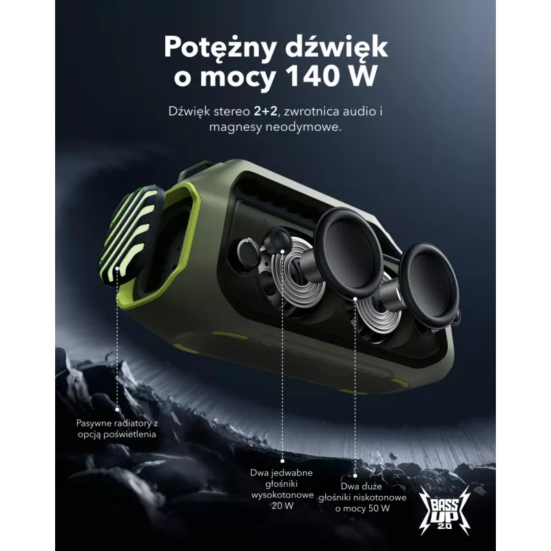 Boom 2 Plus | Powerful Outdoor Bass Bluetooth Speaker Adventure Green