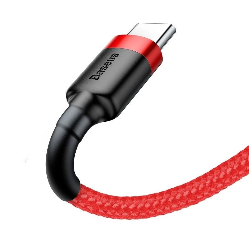 USB 2.0 A to USB-C cable Baseus CATKLF-B09 1m QC3.0 nylon braided red, fast charging and data sync
