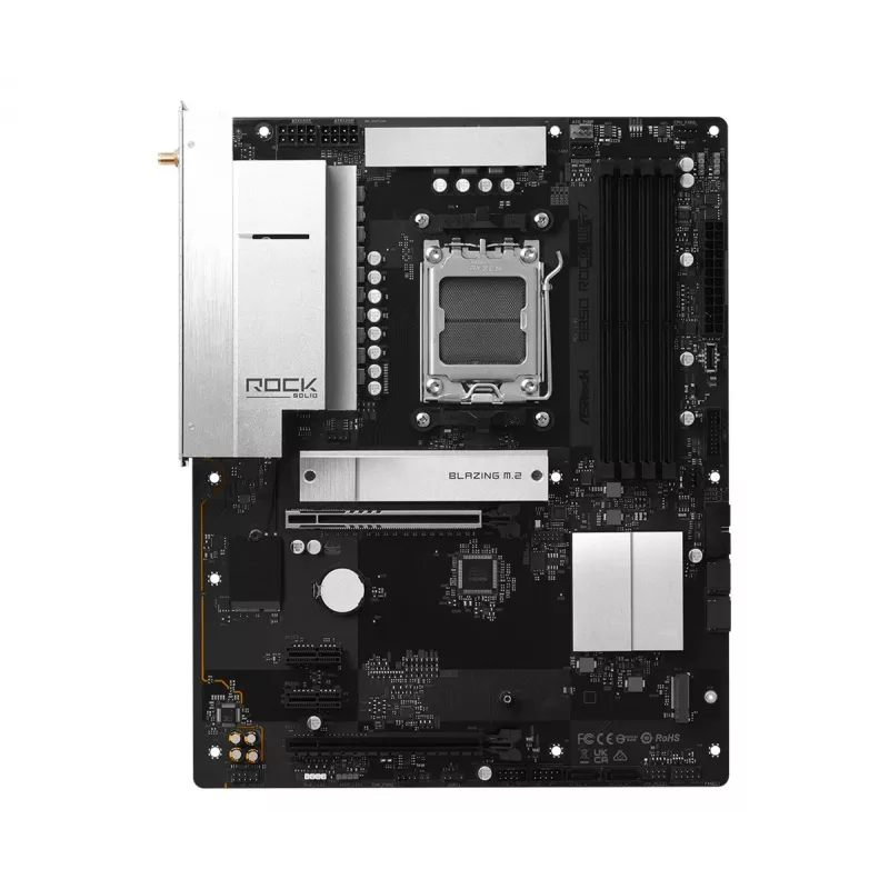 ASRock B850 Rock WiFi 7 Motherboard, AMD Socket AM5, ATX, DDR5, Wi-Fi 7