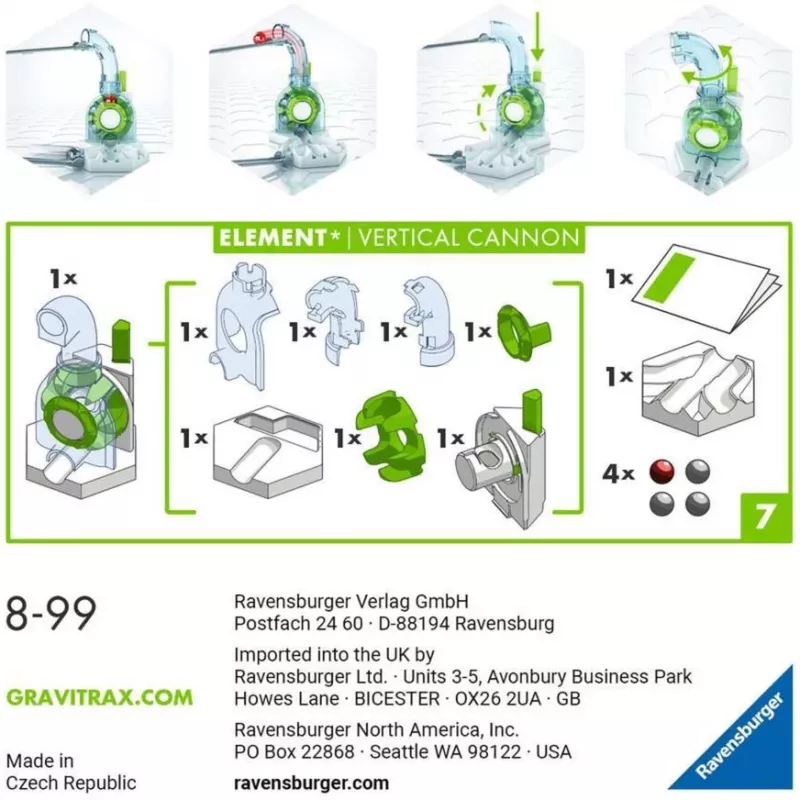 Ravensburger GraviTrax Element Vertical Cannon track add-on (27465) for marble run systems
