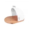 Bread box Maestro MR-1678G oval, plastic and bamboo, 350×200×250 mm, sliding white lid