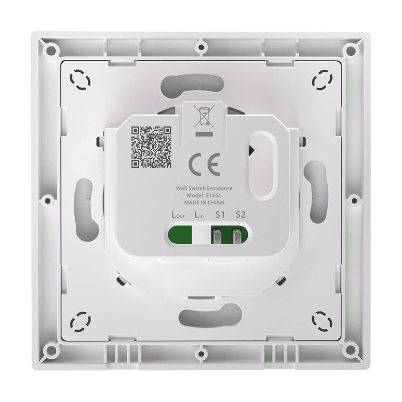 Wall switch housing Sonoff E1GSL without N — mounting frame for single-gang wall switch