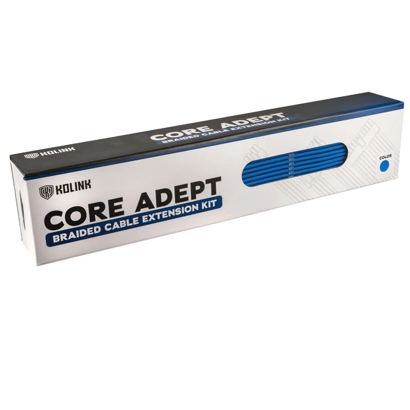 Braided Cable Extension Kit Kolink Core Adept — 20+4pin, 8pin, 4+4pin, 3×6+2pin, blue, PET jacket