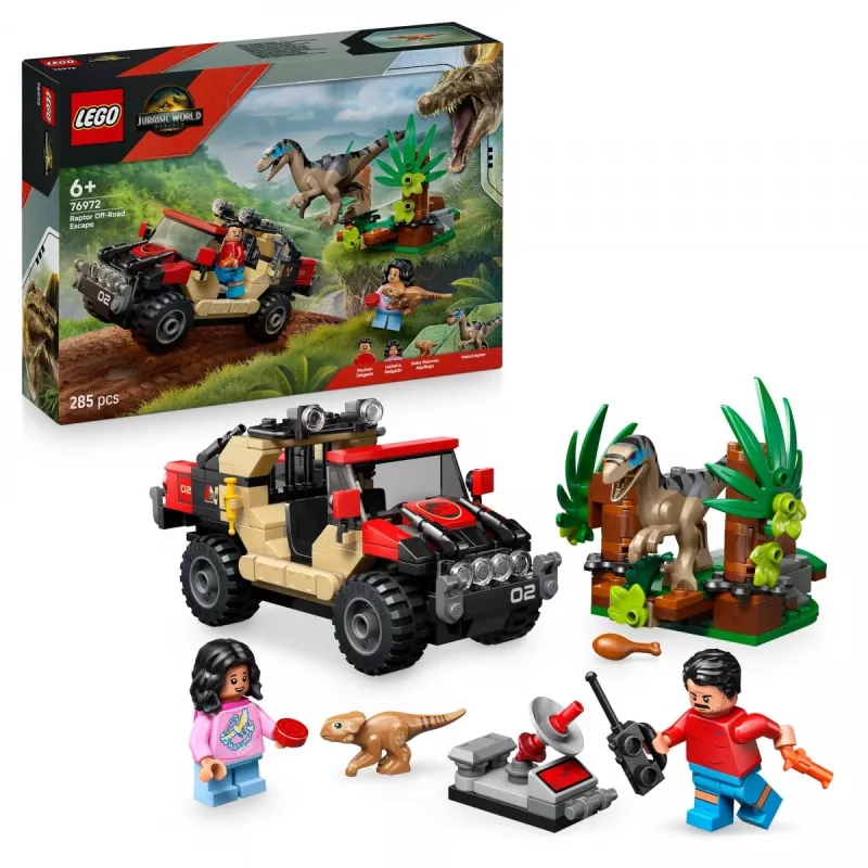 Construction set LEGO Jurassic World 76972 Raptor Off-Road Escape, 285 pcs, 2 minifigures, age 6+