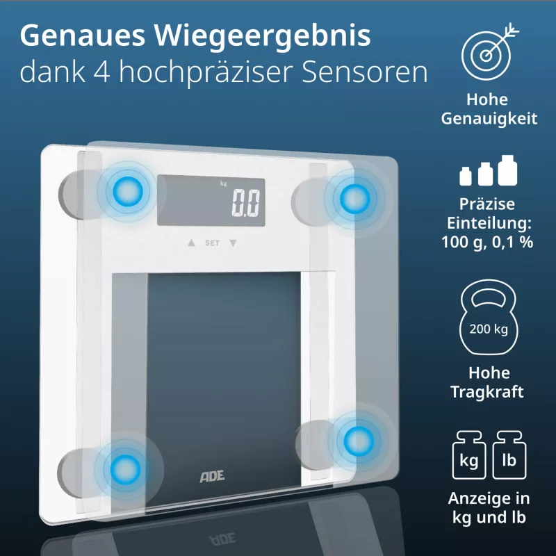 Body analysis scale ADE BA2300-2 with Bluetooth and body fat measurement
