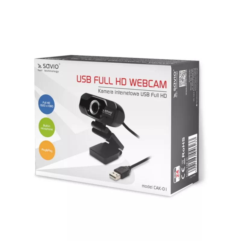 Savio Internet Camera Webcam USB Full HD Z Wbud