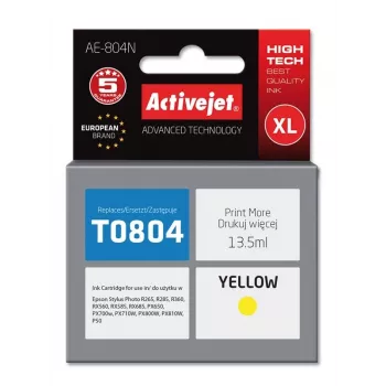 Ink cartridge ActiveJet AE-804N compatible for Epson T0804, Yellow, 13.5 ml, High (XL) yield