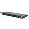 Laptop dock Gembird A-CM-COMBO9-02 USB 3.2 Gen 1 Type-C, HDMI, VGA, 3×USB-A, Gigabit Ethernet, 87W PD, Grey