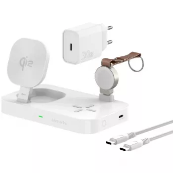 Mobile device charger 4smarts 540994 Indoor DC USB wireless fast charging 12V input 5V output USB-C port Overvoltage and short-circuit protection White