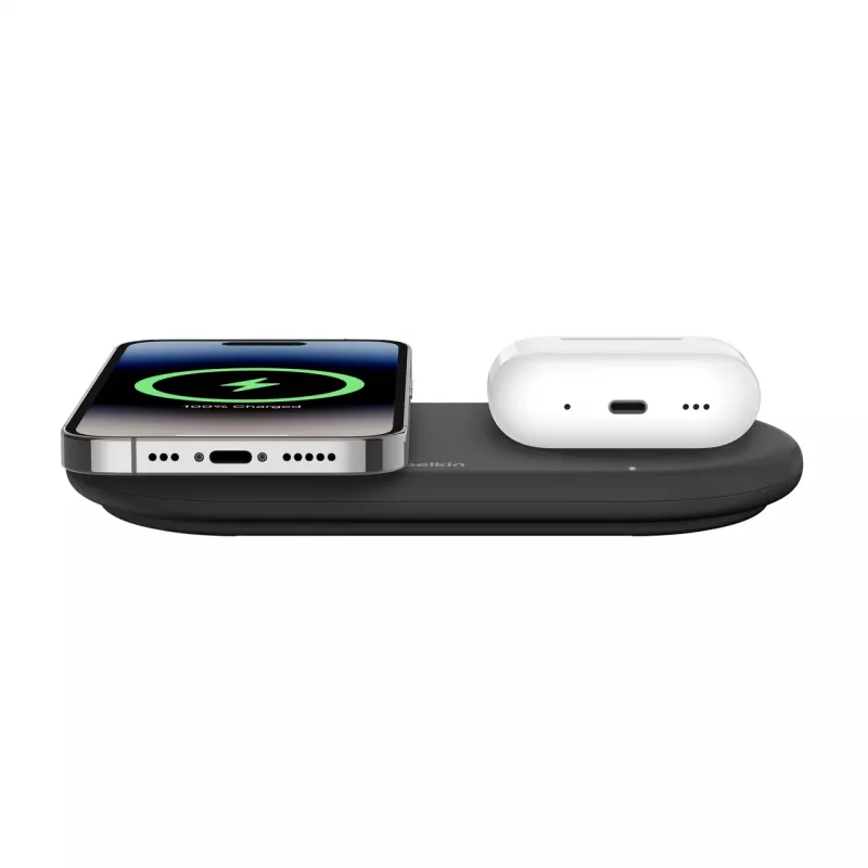 Belkin WIZ021VFBK - 2-in-1 wireless charging pad with Qi2 technology 15 W, black