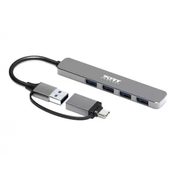PORT CONNECT | Hub USB-C/USB-A vers 4 ports USB-A 3.0 5Gbps