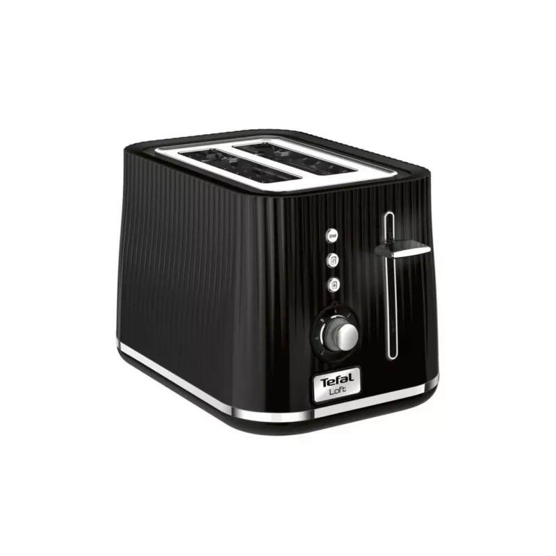 Toaster Tefal Loft 2S TT761838 — 2-slice, 7 browning levels, defrost/reheat, removable crumb tray, black