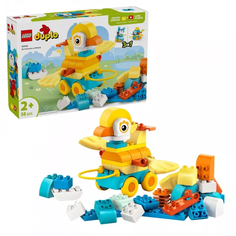 Toy set LEGO DUPLO 3-in-1 Animals on Wheels 10448 — DUPLO build-and-play animals, 58 pieces, age 2+