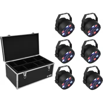 LED PAR light set EUROLITE 20000626, 6×36W RGB, stage wash fixtures