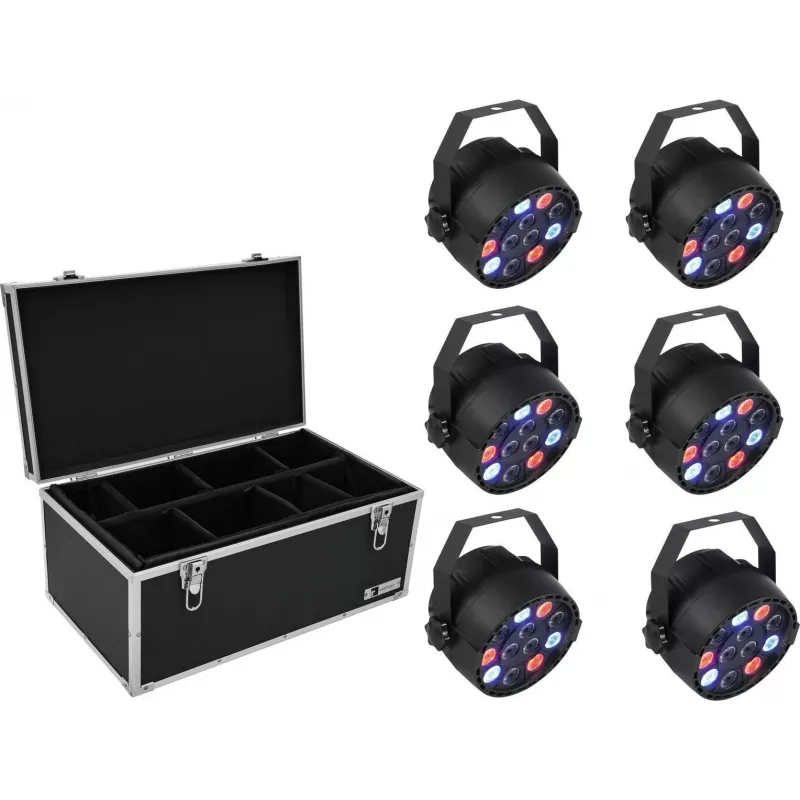 LED PAR light set EUROLITE 20000626, 6×36W RGB, stage wash fixtures