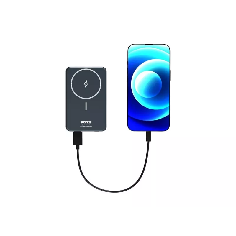 Power Bank Port Designs 907005 10000 mAh Wireless Charging Black