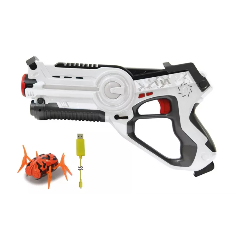 Jamara 410065 Impulse Laser Bug Hunt Set, Toy Laser Gun with Target, White/Orange