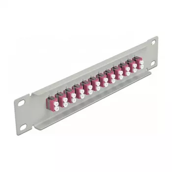 Fiber Optic Patch Panel DeLOCK 10 inch 12 Port LC Duplex Violet 1U Grey