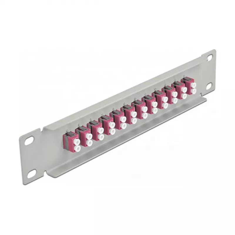 Fiber Optic Patch Panel DeLOCK 10 inch 12 Port LC Duplex Violet 1U Grey