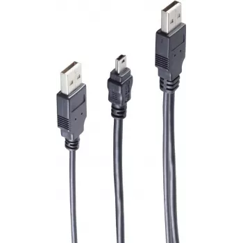 USB Cable ShiverPeaks BS77150 0.6m 2x USB A Mini-USB B Black