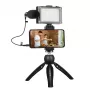 Tripod with LED Light, Microphone and Phone Clip Puluz PKT3132B – compact live recording set