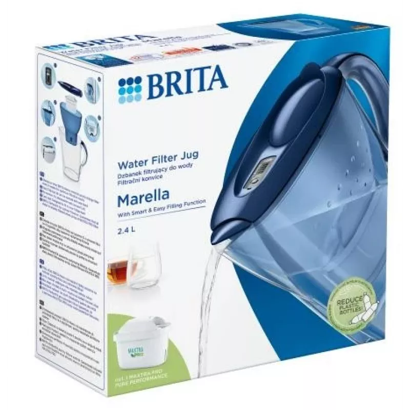 Water filter jug BRITA Marella Maxtra Pro 2.4 L, Maxtra Pro replaceable cartridge, blue