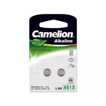 Button cell battery CAMELION AG13 / LR44 / 357 alkaline, 1.5V — pack of 2