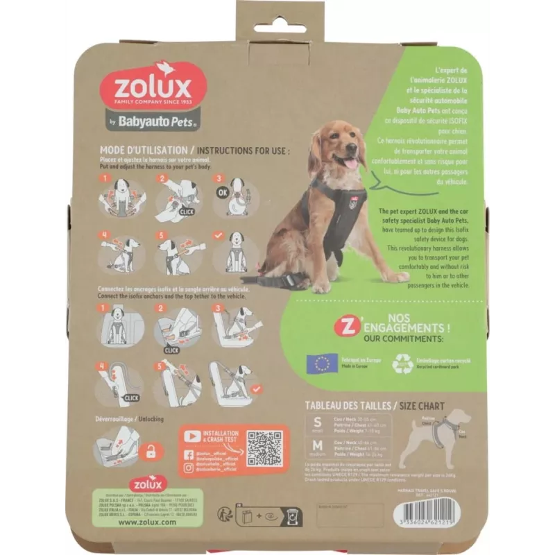 Dog harness ZOLUX TRAVEL SAFE S, size S, red