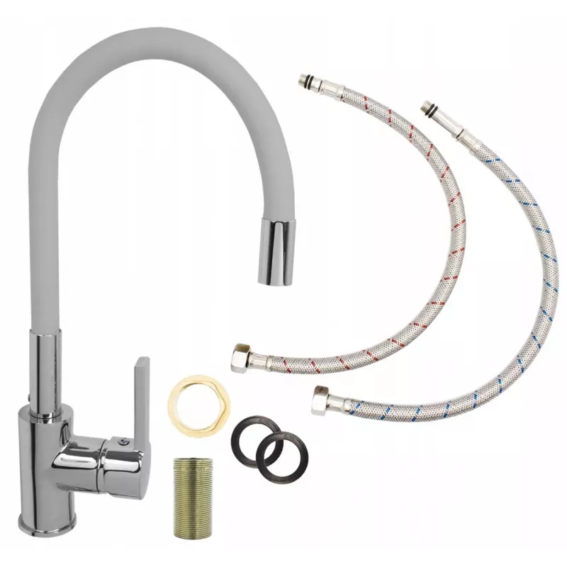 Kitchen faucet PYRAMIS Flessi grey 090938001 - swivel sink tap